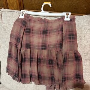 Plaid Brown Ruffled Skirt
